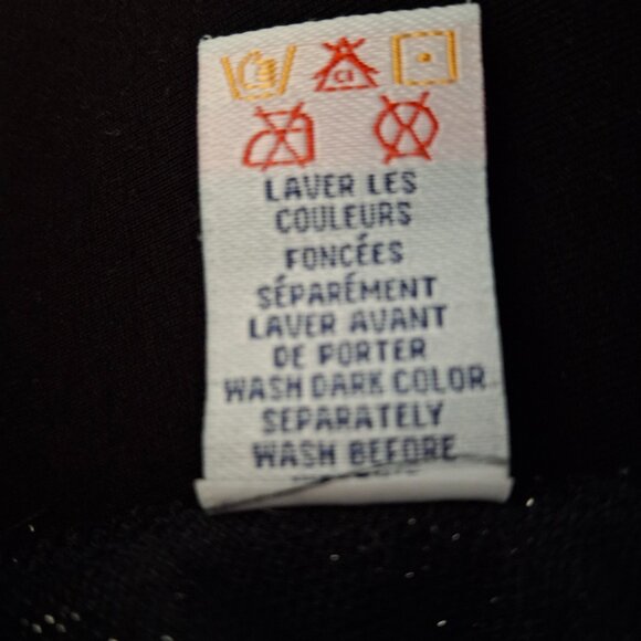 Glitter Black Gold Faux Wrap Empire Shimmer Holiday PartyTop Size L Long Sleeves - Picture 14 of 14